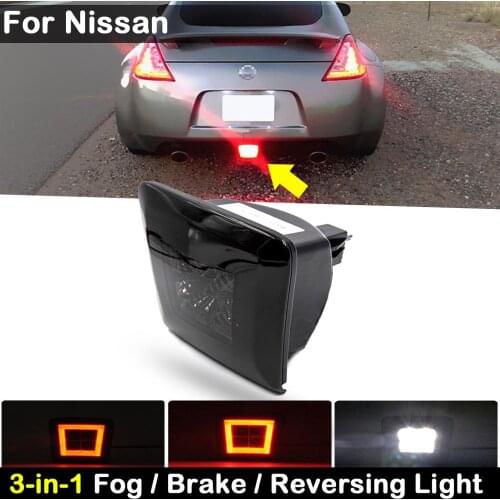 For Nissan 370Z/Z34 Juke Nismo Sentra Nismo Smoked Lens 3-In-1 LED Red Brake Light Red Rear Fog Lamp White Revering Backup Light