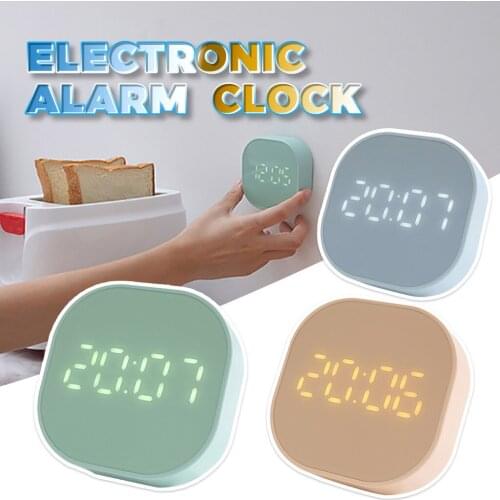 Electronic Square Silent Bedside Alarm Clock Intelligent Temperature Sensing Magnetic Attraction Desk Clock Home Decor