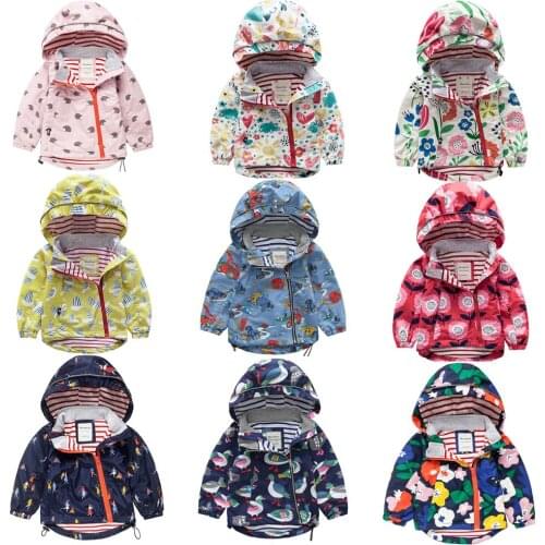 Cartoons Boy Girls Jacket Spring Children Outerwear NEW Oblique Zipper Fleece Outdoor Windproof Rainproof Kids Coats 1-7T