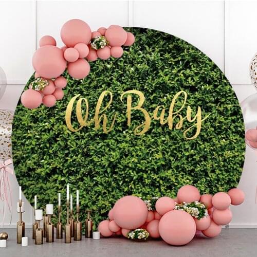 Laeacco Green Tropical Tree Leaves Wedding Birthday Party Round Circle Photography Background Photo Backdrops For Photo Studio