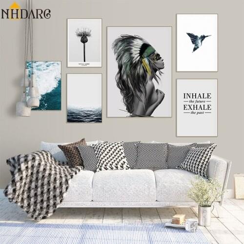 Nordic Scandinavian Scenery Painting Art Decor Ocean Bird Prints and Posters Wall Pictures for Living Room Home Decor Wall Decor