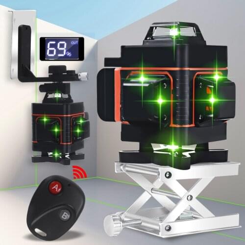12/16 lines Laser level 4D 360 Green measure Level Horizontal and Vertical Construction tools auto self-leveling With Remoter