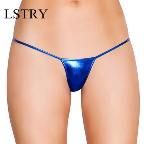 M-3XL Shiny G String Micro Mini Sexy Panties For Women Lstry Underwear Metallic Pu Leather thong Ladies Tanga Erotic Lingerie