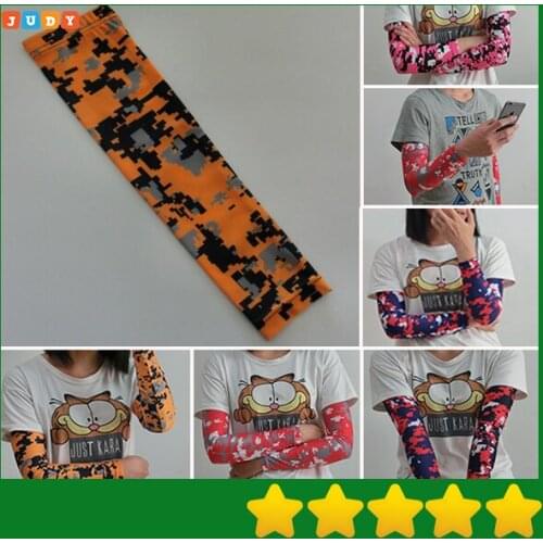 New Youth Orange Royal Blue & White Camo Compression Arm Sleeve FAST SHIP