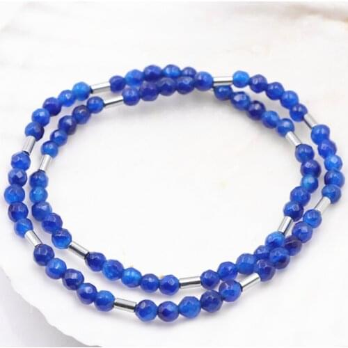 Charms Women Bracelet 2 layers Bracelet Beads Bracelets Natural Stone Jades Faceted 4mm Retro Casual Jewelry Bangle 14inch A710