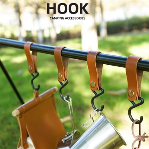 Outdoor Camping Leather Hook S Type Kitchenware Finishing Hook Kitchen Pot Pan Hanger Clothes Storage Rack Tool Kitchen Tool
