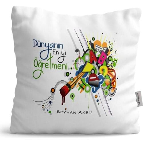Personalized World Best Öğretmeni Satin Pillow-27