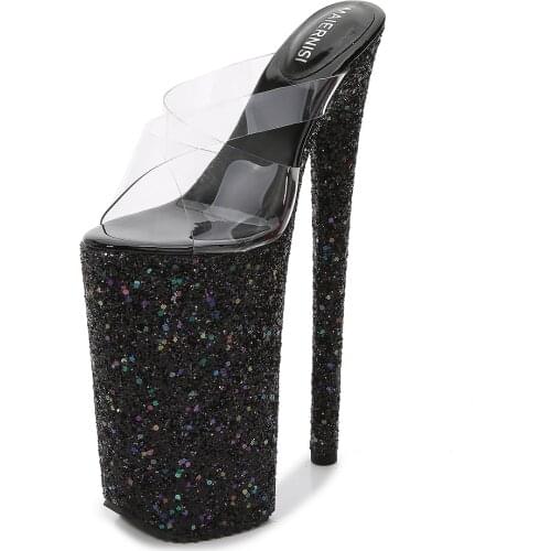Transparencies Slippers 26cm Heel waterproof platform Sandals Woman Nightclub tage performance sandalias Pantoufle Femme Pumps