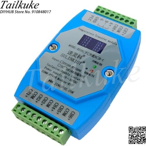 RS20N-C 8-channel Temperature Transmitter NTC 10K Thermistor to RS485 MODBUS-RTU Acquisition Module Support PLC
