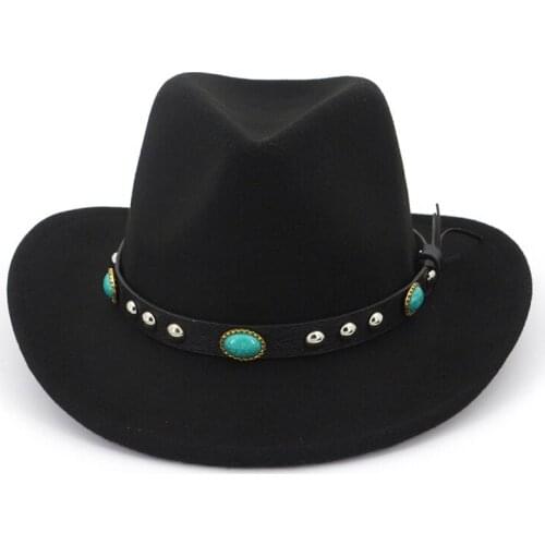 Bull Rider Jazz Fedora Sunhat Men Women Felt Hats Ribbon Band Western Cowboy Hat Black 6 Colors Trilby Bowler Hat for Unisex