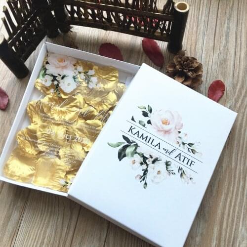 Super Elegant Invitation Card 10pcs Free Shipping Flower Wedding Card with Box Rose Petal available