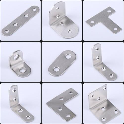 10PCS L Stainless Steel Corner Code 90 Degree Right Angle Holder Triangle Shelf Support Furniture Connection Piece Accessories