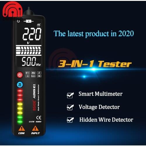 ADMS1CL Smart Digital Multimeter LCD Display Hidden Wire Resistance Tester Voltmeter Voltage Detector Ohm Hz Continuity NCV Test