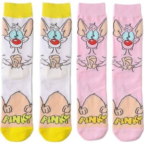 ZF2424 1pair High Quality Funny Pink White Mouse Cartoon Socks Women Men Fashion 3D Printed Socks Novelty Socks