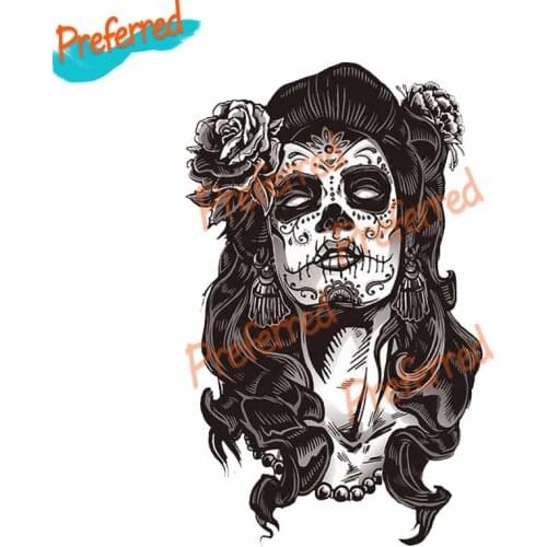 Female Sugar Skull Decal Motocross Racing Laptop Helmet Trunk Wall Vinyl Car Sticker Die Cutting Waterproof PVC