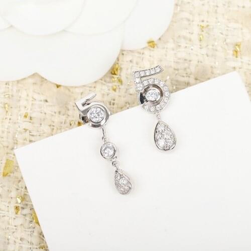Brand Pure 925 Sterling Silver Jewelry For Women Bowknot Earrings Number 5 Earrings Cute Crown Stud Earrings Party Jewelry