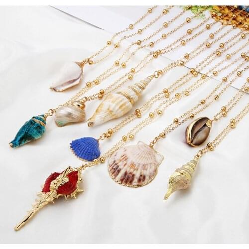 Summer Conch Vacation Beach Seashell Choker Simple Bohemia Collar Necklace Femme Boho Shell Handmade Jewelry For Women Girl