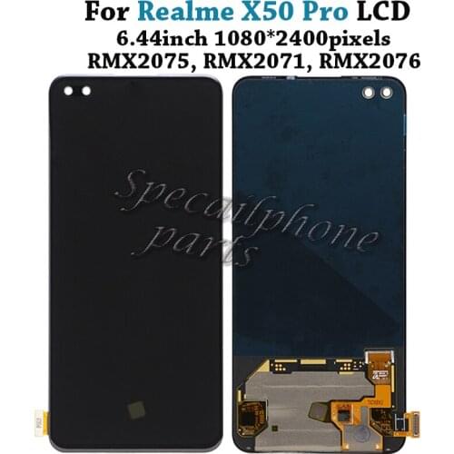 6.44" AMOLED For Realme X50 Pro LCD Display Screen Touch Panel Digitizer Replacement Parts For RMX2075 RMX2071 RMX2076 Pantalla