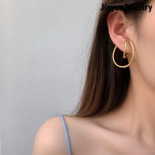 1pair Creative Personality Geometric Ear Clip Female Special-shaped Clip Trend Fashion Lady Earring Jewelry Gift 3.6x3.3cm