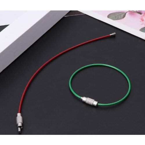 1 piece colorful stainless steel keychain cable keychain chain fashion outdoor EDC luggage tag circulation rope