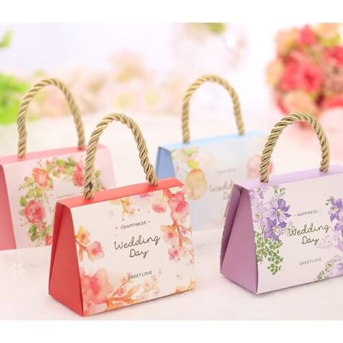 100pcs/lot DIY Portable Happy Wedding Day Candy Box Sweet Love Portable Candy Box Small/Big Size Flower Candy Box