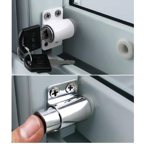 2Pcs Chrome White Baby Kid Child Children Safety Sliding Sash Window Patio Door Lock Stop Block Bolt Latch Keys Push Locking