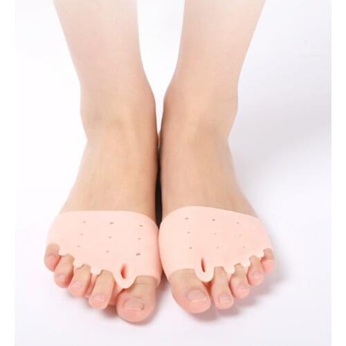 2pcs Forefoot Pads Five-hole Honeycomb Toe Separator Soft Gel Pain Relief Insoles Prevent Feet Callus Blisters Straightener