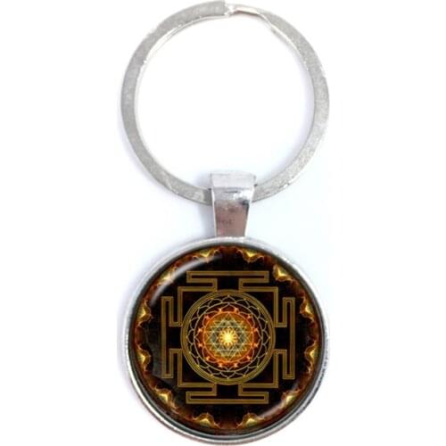 2018 OM Yoga Trend Keychains Mandala Flower of Life Cabochon Glass Keyring Gift For Friends