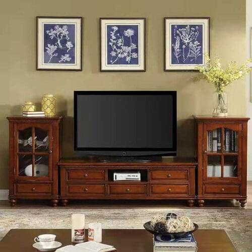 American furniture factory American solid wood TV cabinet tea table combination European living room TV cabinet wine cabinet com