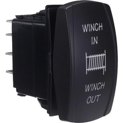 Mayitr 1pc Car Auto Momentary Rocker Switch Blue LED Light 7pin Blue WINCH IN/OUT 20A 12V DIY Accessories