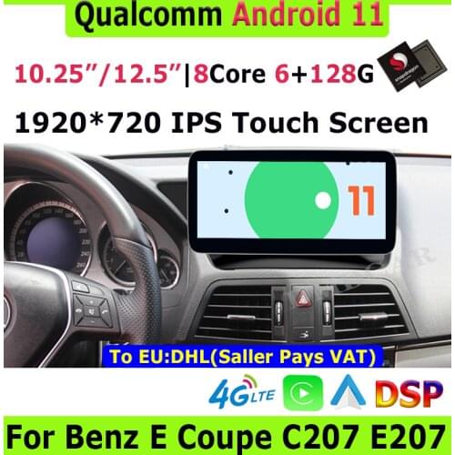 10.25" Android 11 Snapdragon Car Multimedia Player GPS Radio for Mercedes Benz E-Class Two Door Coupe C207 W207 A207 2009-2016