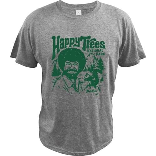 Funny Bob Ross Painter Happy Trees T-Shirt National Park Keeping Nature Squirrel Parody Creat Design Funky Graphic T Shirt