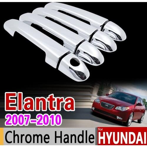 For Hyundai Elantra 2007 - 2010 HD Chrome Handle Cover Trim Set 2008 2009 Elantra Blue Avante Accessories Sticker Car Styling