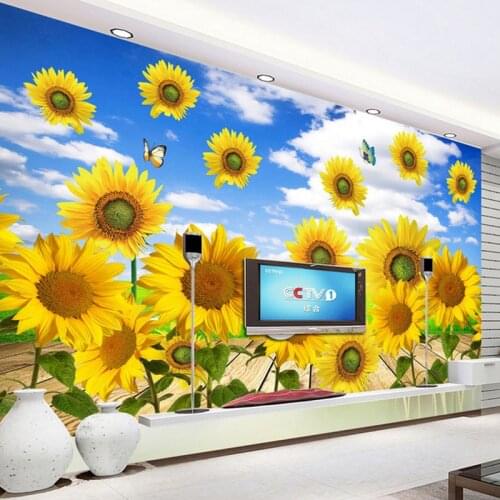 Photo Wallpaper Modern Fresh Sunflowers Nature Scenery Mural Wallpaper Living Room TV Sofa Background Wall Home Decor 3D Fresco