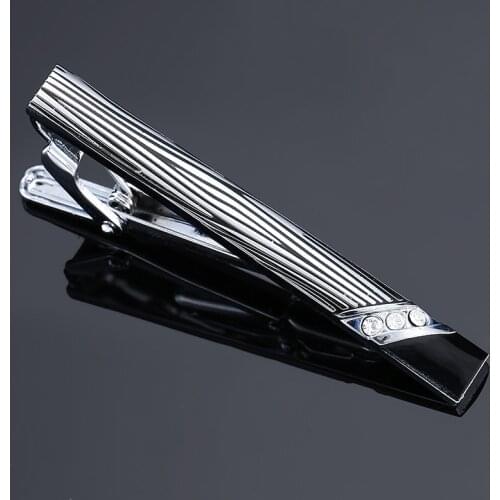 French Classic Silvery Tie Clips for Men High Quality Enamel Engrave Pattern Necktie Tie Bar Clasp Tie Clip Black Brand Jewelry