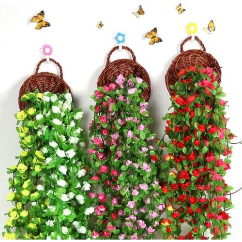 230cm Artificial Flowers Vine Orchids Flower Rope Handmade Pendant Garland Wedding Party Home Wall DIY Decoration Supplies