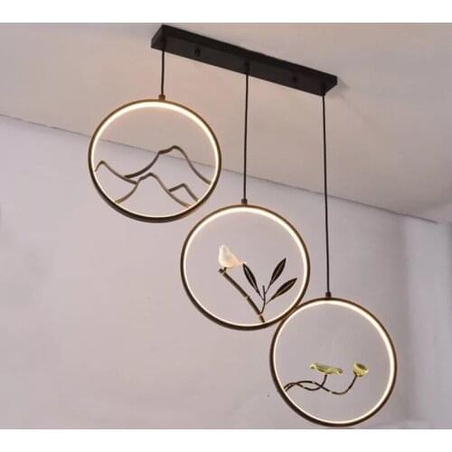 Chinese style retro wrought iron round pendant lamp creative home restaurant tea bar LED decorative pendant light WF1016559