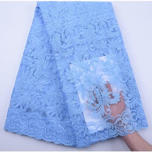 African Lace Embroidered Nigerian Lace Fabric High Quality French Mesh Lace Fabric Sky Blue White Purple Red Green 5 Yards S1811