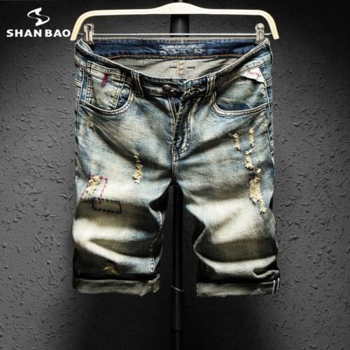Mens fashion trend hole denim shorts 2021 summer want brand clothing high quality retro distressed personality jeans shorts