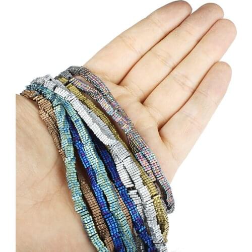 Natural Stone Hematite 4x1mm Plating Square Septa Flat Beads Fashion Jewelry Making DIY Necklace Bracelet Earrings Accessories