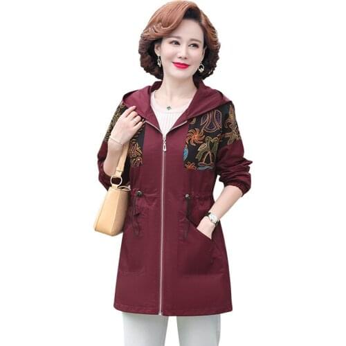 2021 New Spring Autumn Plus Size Womens Clothing Hooded Jacket Casual Patchwork Slim Long Windbreaker Coat Female Outerwear