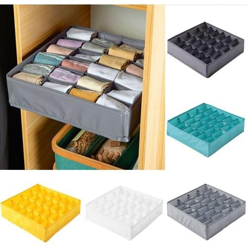 24 Grids Drawer Organizer Underwear Bra Storage Box Case Scarfs Socks Ties Closet Storage Boxes Washable Divider Organizer