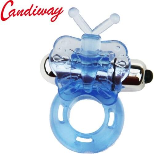 Candiway Special Butterfly Vibrating Ring Clitoris Massager Delay Ejaculation Adult Masturbation Sex Toys For Man