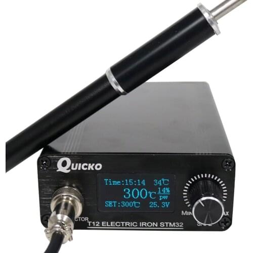 QUICKO STM32/CKS OLED 1.3inch T12 Soldering Station With Russian Korean English Chinese M8 metal handle Soldering Iron Tips