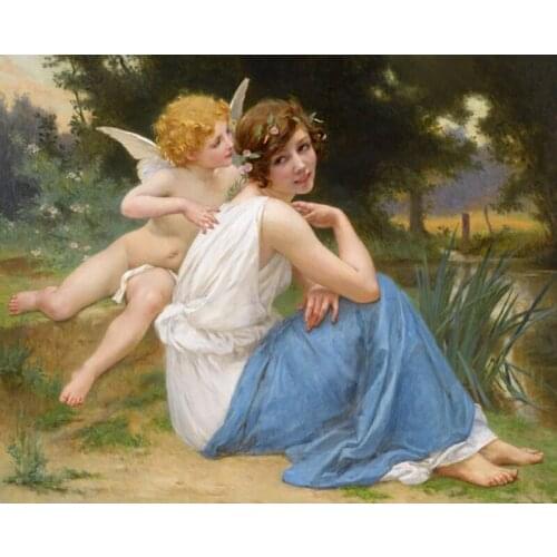 Old Artist Handmade oil painting european angel baby and fairy oil painting for living room