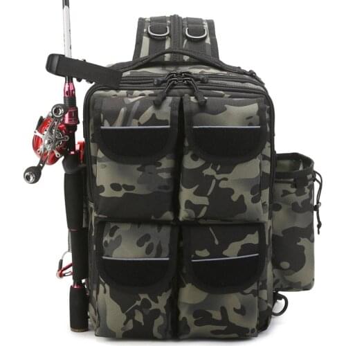 Fishing Bag Tactical Military Backpack Bait Lure Box Fishing Rod Reel Fishing Tackle Accessory Camping Bag Hiking Hunting XA59G