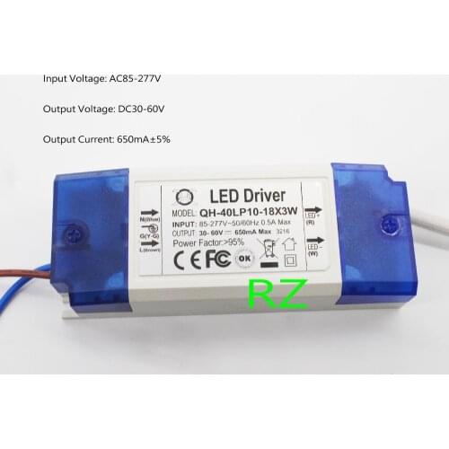 2 Pieces 10-18x3W 650mA LED Driver 30W 40W DC30-60V High Power LED Powr Supply For Floodlight