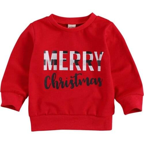 Newborn Letter Print Sweatershirt Autumn and Winter Baby Girl Long Sleeve Round Neck Pullover Christmas Hoodies Tops