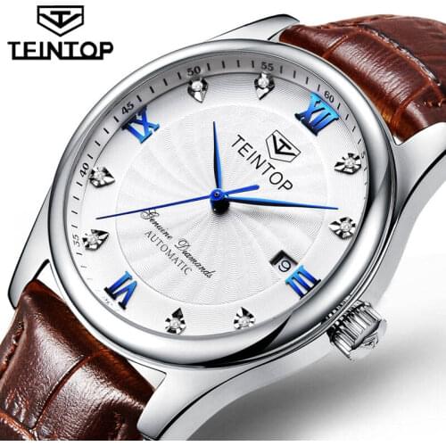 TEINTOP Men's Watch With Leather Strap