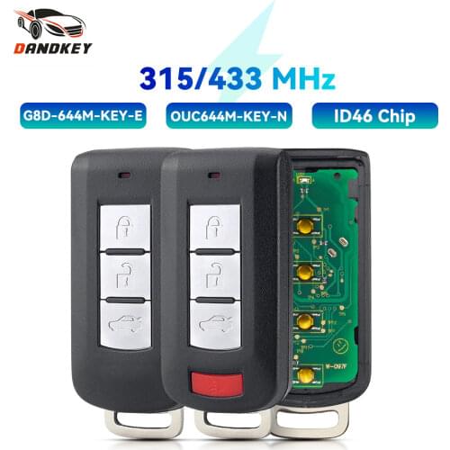 Dandkey Keyless go Smart Remote Key 3+1B 315Mhz / 434MHz ID46 PCF7952 for Mitsubishi Lancer Outlander 2008-2016 OUC644M-KEY-N